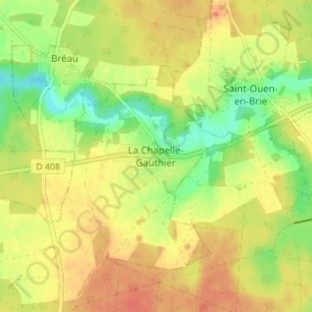 Carte topographique La Chapelle-Gauthier, altitude, relief