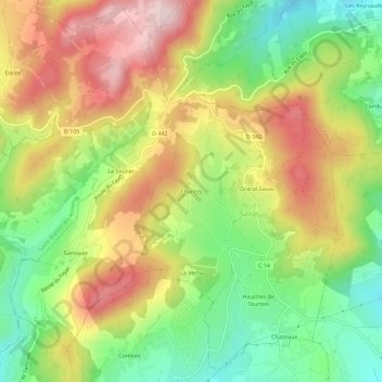 Carte topographique Charezy, altitude, relief