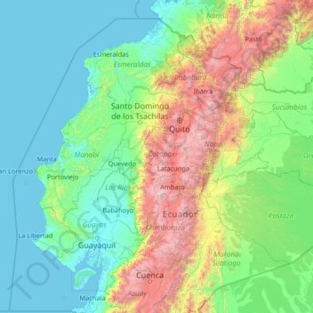 Carte topographique Cotopaxi, altitude, relief