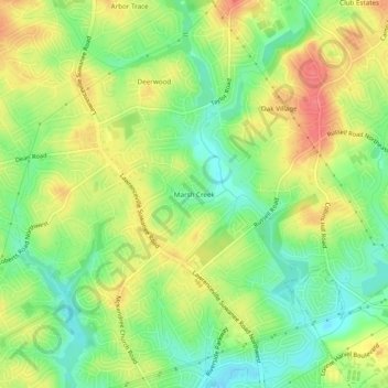 Carte topographique Marsh Creek, altitude, relief