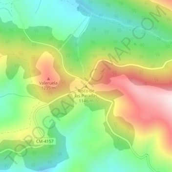 Carte topographique Risco de las Paradas, altitude, relief