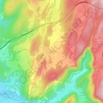Carte topographique Chamagnat, altitude, relief