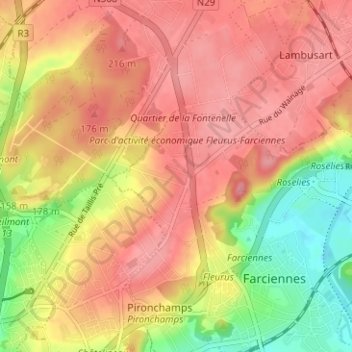 Carte topographique Wainage, altitude, relief
