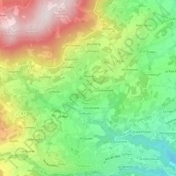 Carte topographique Chez Judy, altitude, relief