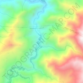 Carte topographique Tizgui, altitude, relief