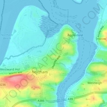 Carte topographique Diddywells, altitude, relief