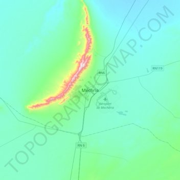 Carte topographique Mecheria, altitude, relief