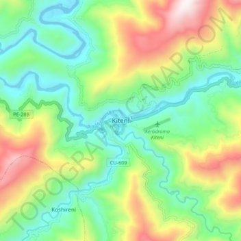 Carte topographique Kiteni, altitude, relief