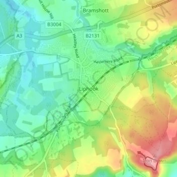 Carte topographique Liphook, altitude, relief