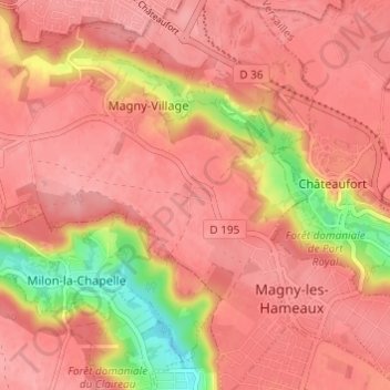 Carte topographique Villeneuve, altitude, relief