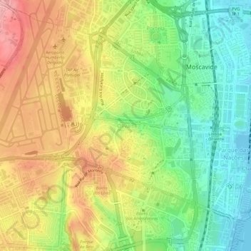 Carte topographique Olivais, altitude, relief
