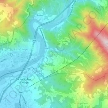 Carte topographique Caprigliola, altitude, relief