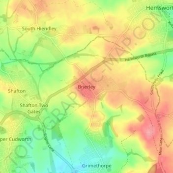 Carte topographique Brierley, altitude, relief