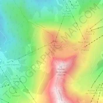 Carte topographique Col de la Loze, altitude, relief