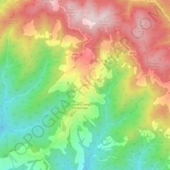 Carte topographique Tatti, altitude, relief