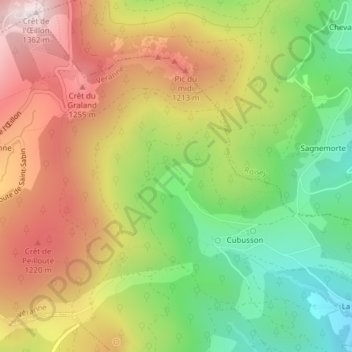 Carte topographique L'Oronge, altitude, relief