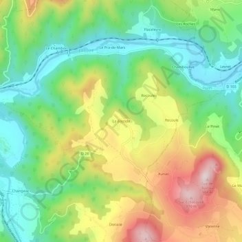 Carte topographique La Bastide, altitude, relief