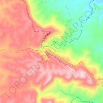 Carte topographique Toujane, altitude, relief
