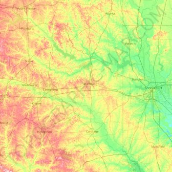 Carte topographique Harrison, altitude, relief