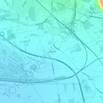 Carte topographique Calabricito, altitude, relief