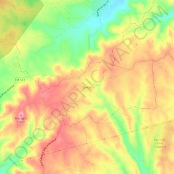 Carte topographique Santos, altitude, relief