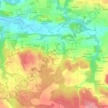 Carte topographique Locmaria, altitude, relief