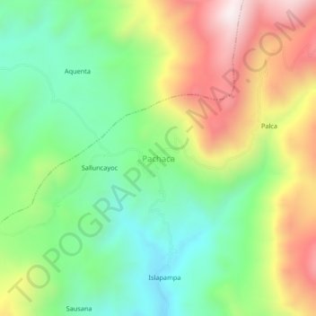 Carte topographique Pachaca, altitude, relief