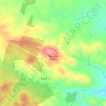 Carte topographique Cabeção, altitude, relief