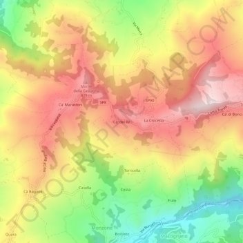 Carte topographique Ca' del Re, altitude, relief