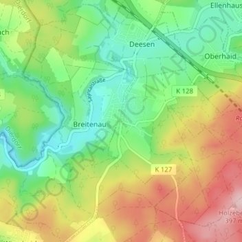 Carte topographique Wittgert, altitude, relief