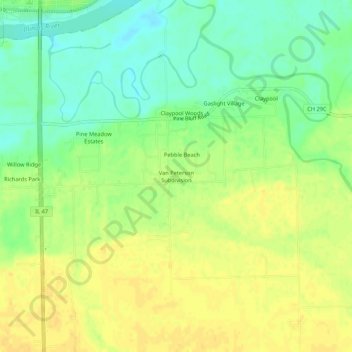 Carte topographique Van Peterson Subdivision, altitude, relief