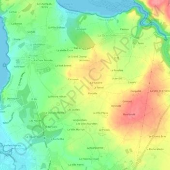 Carte topographique Guiguihen, altitude, relief