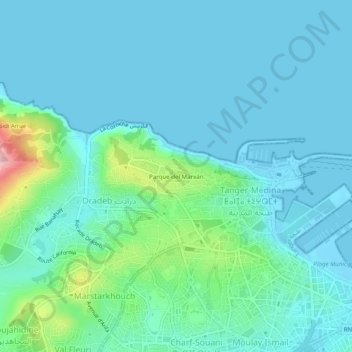 Carte topographique Parque del Marxán, altitude, relief