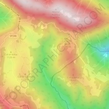 Carte topographique Tocco, altitude, relief