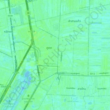 Carte topographique Khu Khot, altitude, relief