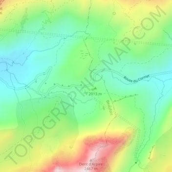 Carte topographique Cormet de Roselend, altitude, relief