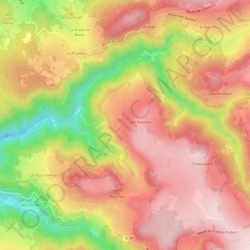 Carte topographique Bigorre, altitude, relief