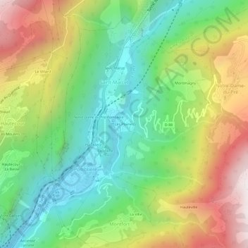 Carte topographique Les Plaines, altitude, relief