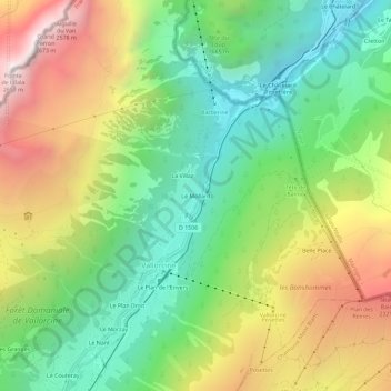 Carte topographique Le Mollard, altitude, relief