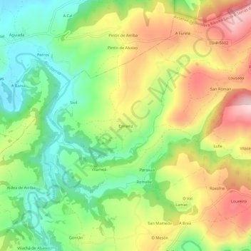 Carte topographique Estraxiz, altitude, relief