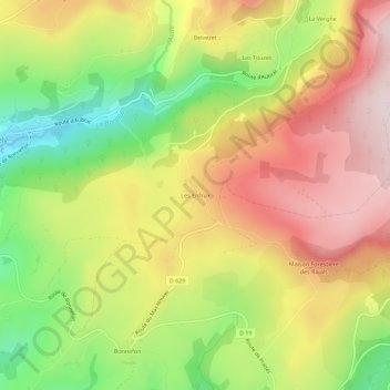 Carte topographique Les Enfrux, altitude, relief