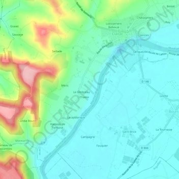 Carte topographique Brot, altitude, relief
