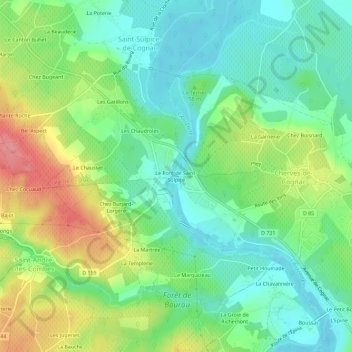 Carte topographique Le Pont de Saint-Sulpice, altitude, relief