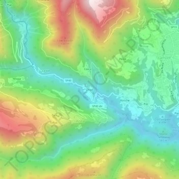 Carte topographique Chioè, altitude, relief