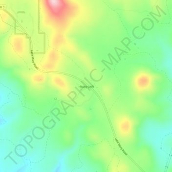 Carte topographique Happy Jack, altitude, relief
