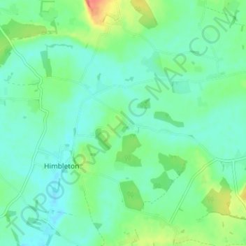 Carte topographique Earls Common, altitude, relief