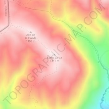 Carte topographique Loma Larga, altitude, relief