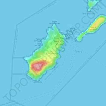 Carte topographique San Domino, altitude, relief