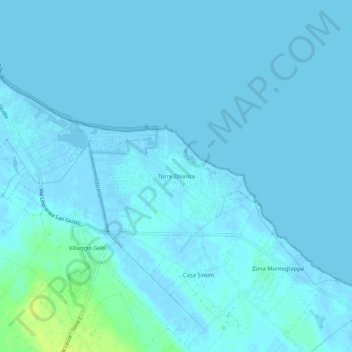 Carte topographique Torre Chianca, altitude, relief