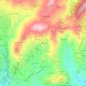 Carte topographique Vaglio, altitude, relief